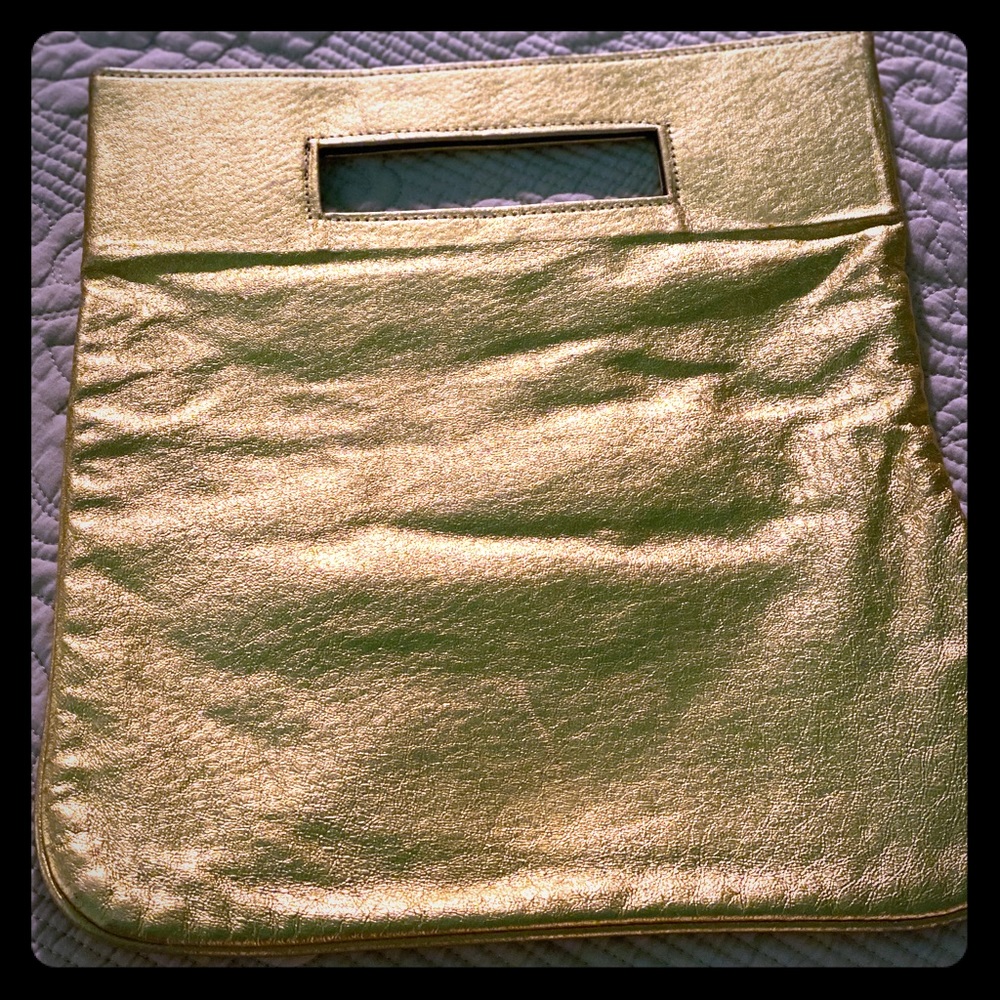 Trash bags gold leather tote purse